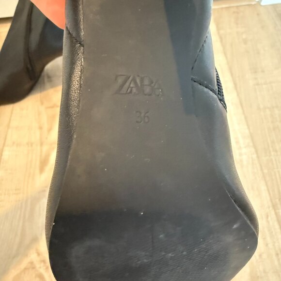 Zara Black Zip-Up Heeled Boots size 5.5 - Picture 5 of 5